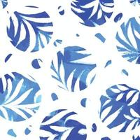 blob de círculo de grunge texturizado azul abstrato isolado no fundo branco com decorações de folhas brancas vetor