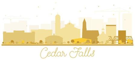 Cedar Falls Iowa Skyline Golden Silhueta. vetor