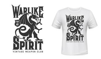 estampa de camiseta do clube de armas vintage, dragão vetor