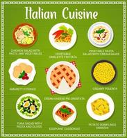 menu de cozinha italiana vetor refeições de comida italiana.