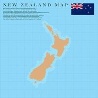 mapa da nação do país da nova zelândia com bandeira vetor