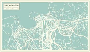 mapa da cidade de san sebastian spain em estilo retrô. mapa de contorno. vetor