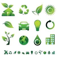 este é um ícone verde definido para fins ambientais, ecológicos e de reciclagem vetor