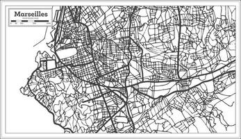 Mapa da cidade de Marselha França em estilo retrô. mapa de contorno. vetor