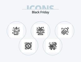 ícone da linha de sexta-feira negra pack 5 design de ícones. venda. Sexta-feira. presentes. desconto. Shopping vetor
