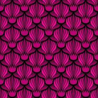 fundo preto sem costura art nouveau vector com flores cor de rosa