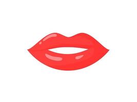 lábios femininos separados e brilhantes em batom vermelho. ilustração vetorial. vetor