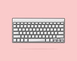 teclado de computador de desenho animado ou teclado em design de ilustração vetorial de fundo claro vetor