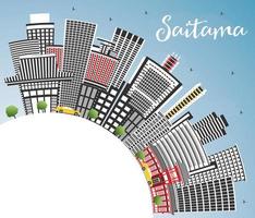 skyline da cidade de saitama japão com edifícios de cor, céu azul e espaço de cópia. vetor