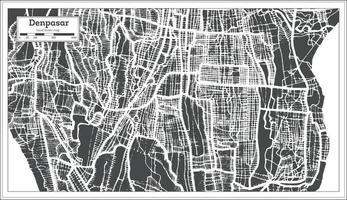 Mapa da cidade de Denpasar Indonésia em estilo retrô. mapa de contorno. vetor