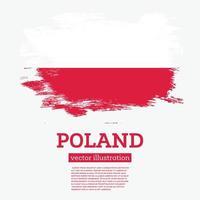 bandeira da polônia com pinceladas. vetor