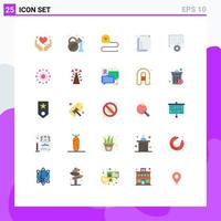 pacote de 25 sinais e símbolos modernos de cores planas para mídia impressa na web, como gerenciamento de programação, medindo elementos de design vetorial editáveis de camada de evento vetor