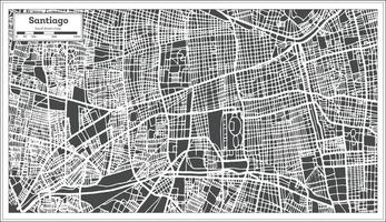 mapa da cidade de santiago chile em estilo retrô. mapa de contorno. vetor