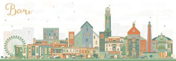 horizonte da cidade de bari itália com edifícios coloridos. vetor