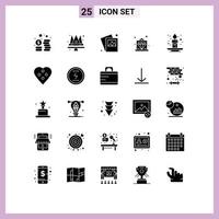 grupo de símbolos de ícone universal de 25 glifos sólidos modernos de imagem de vela de festival outono elementos de design de vetores editáveis reais