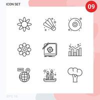 pacote de ícones vetoriais de estoque de 9 sinais e símbolos de linha para design logo dvd app ramadã elementos de design vetorial editável vetor