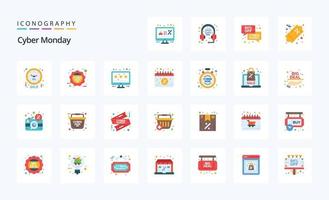 pacote de ícones de cores planas de 25 cyber segunda-feira vetor