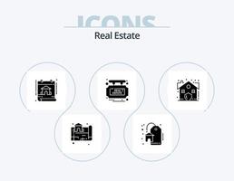 pacote de ícones de glifos imobiliários 5 design de ícones. real. Estado. construção. venda. Estado vetor