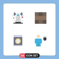 4 ícones planos universais assinam símbolos de interface de satélite de cozinha de sinal lavando elementos de design de vetores editáveis
