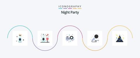 pacote de ícones de 5 ícones de festa noturna, incluindo festa. noite. projetor. estúdio. microfone vetor