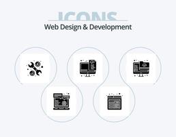 design de ícones do pacote de ícones de glifos de desenvolvimento e design da web 5 design de ícones. monitor. arquivo. reparar. arquivos. otimização vetor