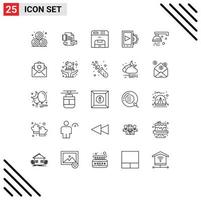 25 ícones criativos, sinais e símbolos modernos de configuração de cópia de banheiro de lavagem, elementos de design de vetores editáveis móveis