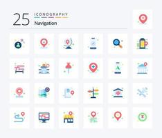 navegação 25 pacote de ícones de cores planas, incluindo internet. Móvel. globo. direção. mapa vetor