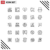 25 símbolos de sinais de linha universal do instrumento desenvolvimento chinês elementos de design de vetores editáveis favoritos asiáticos