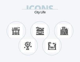 ícone da linha de vida da cidade pack 5 design de ícone. gás. paisagem urbana. vida. cidade. cidade vetor