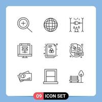 9 ícones criativos sinais modernos e símbolos de arquivo de férias de formato de cor elementos de design de vetores editáveis on-line