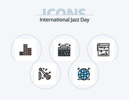 linha do dia internacional do jazz cheia de ícones do pacote 5 design de ícones. . som . música. música . multimídia vetor