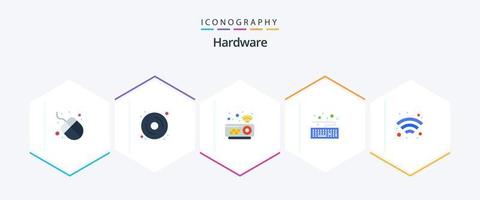 hardware 25 flat icon pack incluindo . . projetor. sem fio. tecnologia vetor