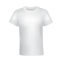 camiseta branca isolada ou roupas realistas com decote em U e manga curta. T-shirt de algodão em branco 3d. roupas masculinas e femininas, mock up para design de mercadoria vetor