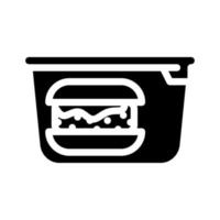 ilustração vetorial de ícone glifo de lancheira de hambúrguer preto vetor