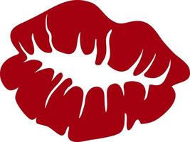 impressão de lábios femininos em um papel de cor vermelha. vetor