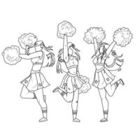 meninas líderes de torcida dançando com vetor de pompons