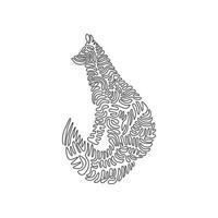 curva contínua um desenho de linha de arte abstrata de curva de raposa sentada fofa. ilustração vetorial de traço editável de linha única de animal doméstico amigável para logotipo, decoração de parede e decoração de impressão de pôster vetor