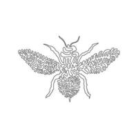 único desenho de uma linha de arte abstrata voadora de abelha adorável. desenho de linha contínua ilustração vetorial de design gráfico de insetos sociais para ícone, símbolo, sinal, logotipo da empresa, decoração de parede de pôster vetor