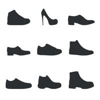 conjunto de ícones em um tema sapatos pretos vetor