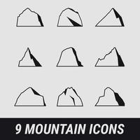conjunto de ícones isolados em montanhas de um tema vetor