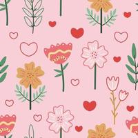 padrão sem emenda floral. desenho vetorial com flores, adequado para o dia dos namorados, para papel, capa, tecido, decoração de interiores e outros usos. ilustração vetorial em um fundo rosa. vetor