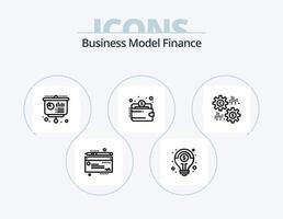 ícone da linha de finanças pack 5 design de ícones. bitcoin. planejamento. engrenagens. o negócio. trabalhos vetor