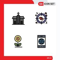 4 ícones criativos sinais e símbolos modernos de construção de elementos de design de vetores editáveis do dólar do amor histórico