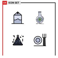 4 ícones criativos sinais modernos e símbolos de elementos de design de vetores editáveis de garfo de negócios de análise de festa de creme