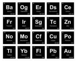 20 tabela periódica do design do pacote de ícones de elementos vetor