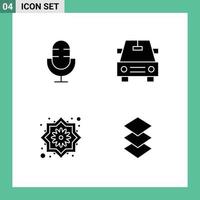 conjunto de 4 sinais de símbolos de ícones de interface do usuário modernos para dispositivos, produtos de flores, veículos, organizar elementos de design de vetores editáveis
