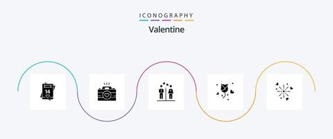 pacote de ícones do glifo 5 dos namorados, incluindo amor. dia dos namorados. Ame. namorados. imagens vetor