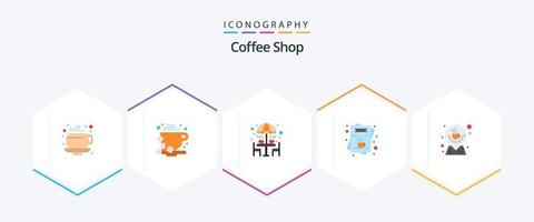 coffee shop 25 flat icon pack incluindo café. cardápio. café. Lista. cafeteria vetor