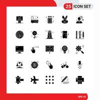 conjunto de 25 sinais de símbolos de ícones de interface do usuário modernos para atendimento ao cliente banheira de páscoa bynny fire elementos de design de vetores editáveis