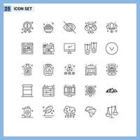 conjunto de 25 sinais de símbolos de ícones de interface do usuário modernos para flor china olho dia dos pais rosto editável elementos de design vetorial vetor